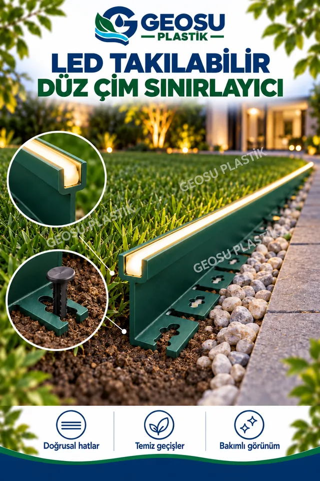 LED profil kanalı ve sabitleme kazığının yakın görünümü